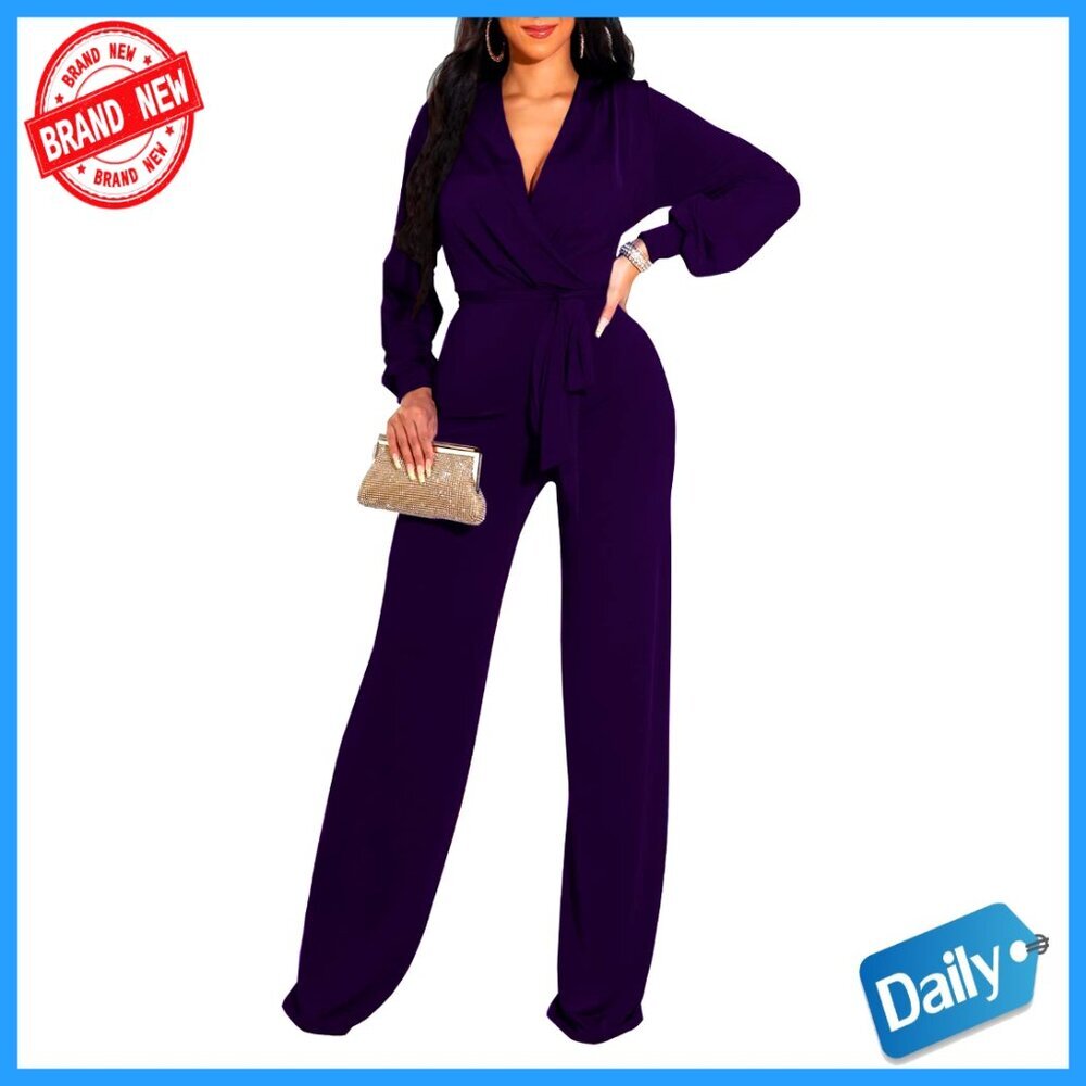 Formal Jumpsuit Deep V Neck Wide Leg Elegant Evening Wear Plus Size Clubwear